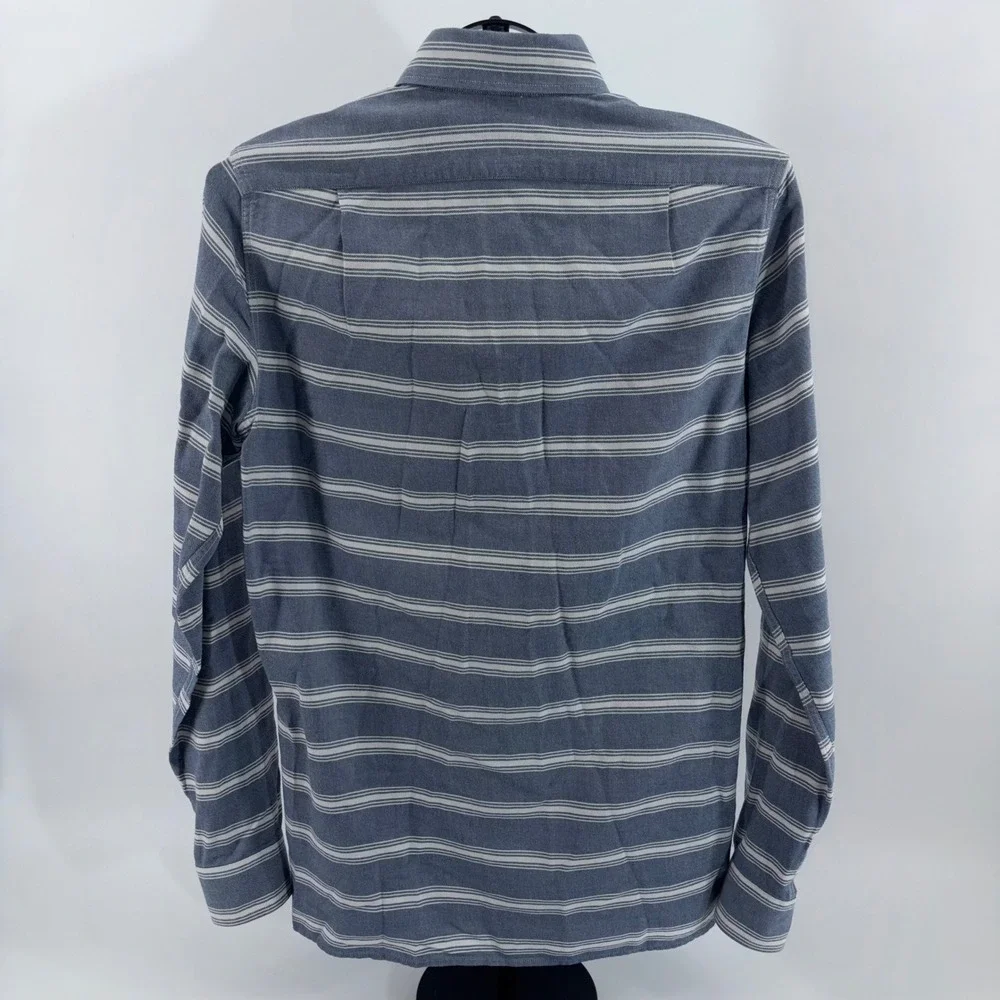 J.Crew Mens XS Blue White Striped Cotton Twill Popover Workshirt Long Sleeve